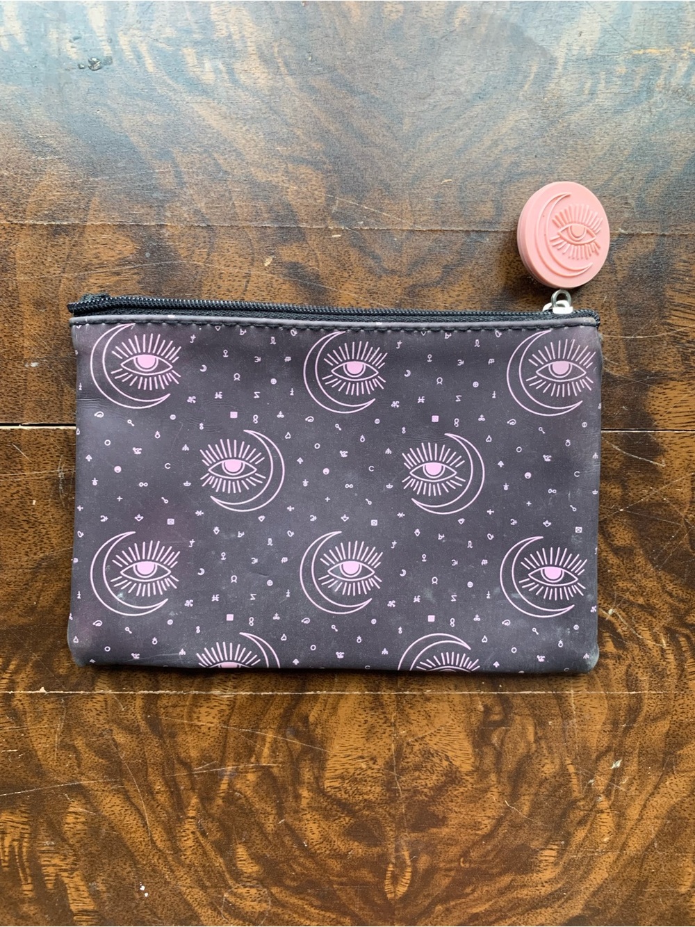 Color Changing Celestial Crescent Moon and Eye-Print Zip Pouch - Cosmetic Bag